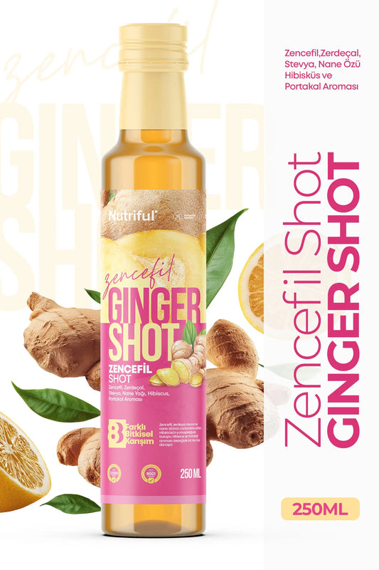 Nutriful Zencefil Ginger Shot – Met Gember, Kurkuma, Stevia, Muntolie & Hibiscus - Sinaasappelaroma - 250 ml
