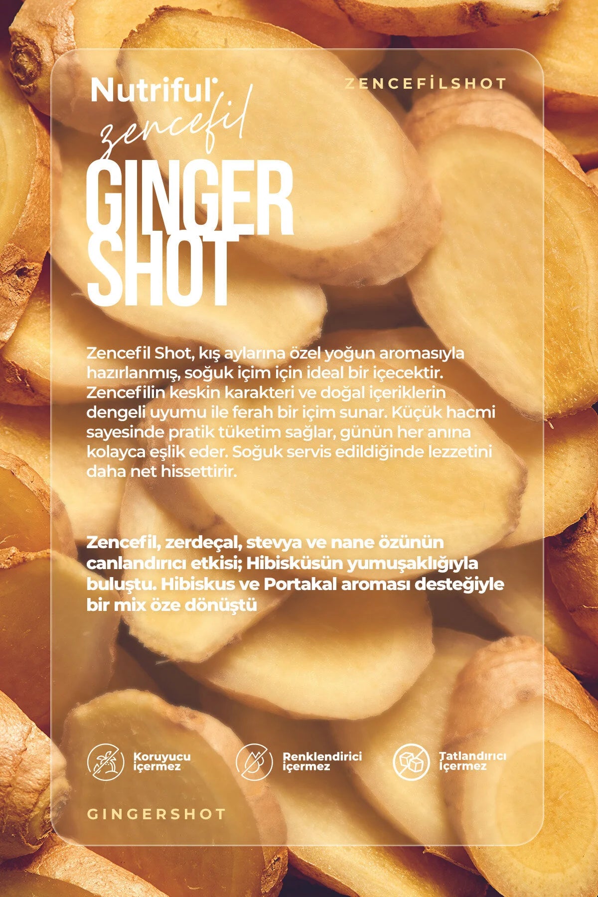 Nutriful Zencefil Ginger Shot – Met Gember, Kurkuma, Stevia, Muntolie & Hibiscus - Sinaasappelaroma - 250 ml