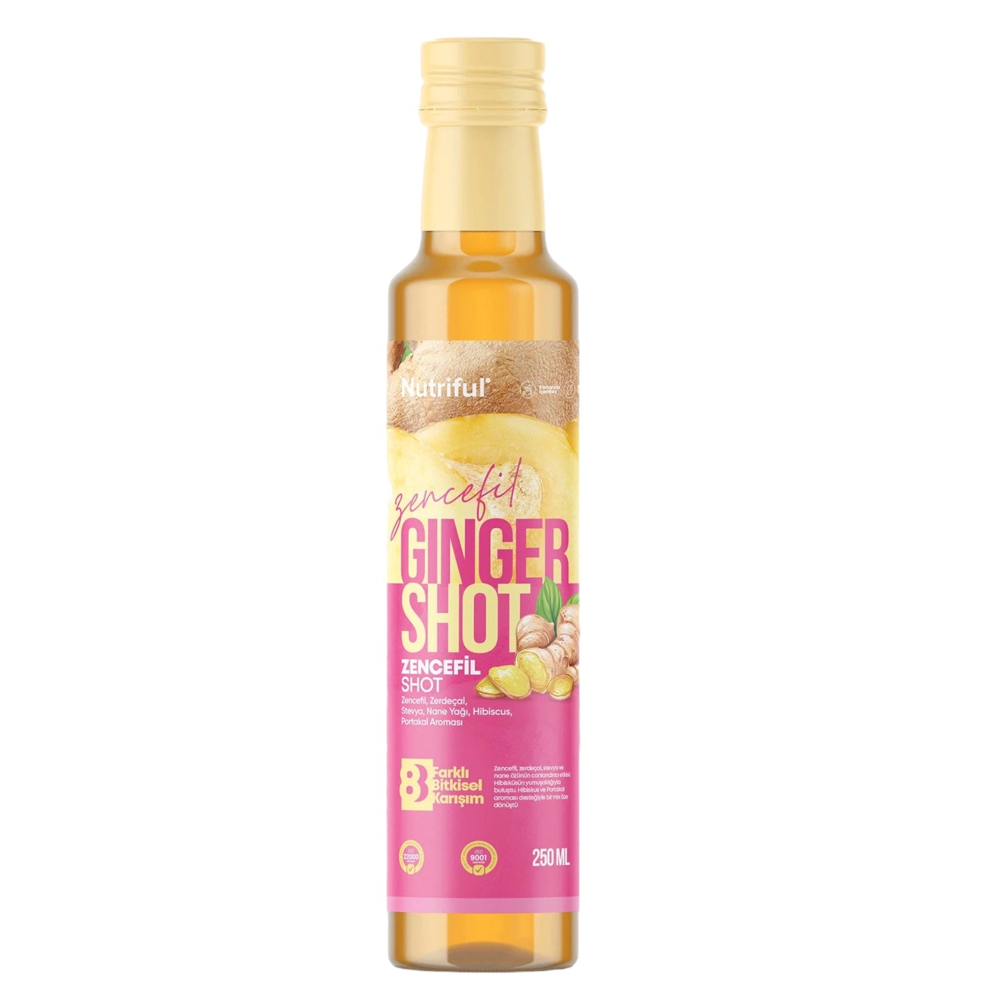Nutriful Zencefil Ginger Shot – Met Gember, Kurkuma, Stevia, Muntolie & Hibiscus - Sinaasappelaroma - 250 ml