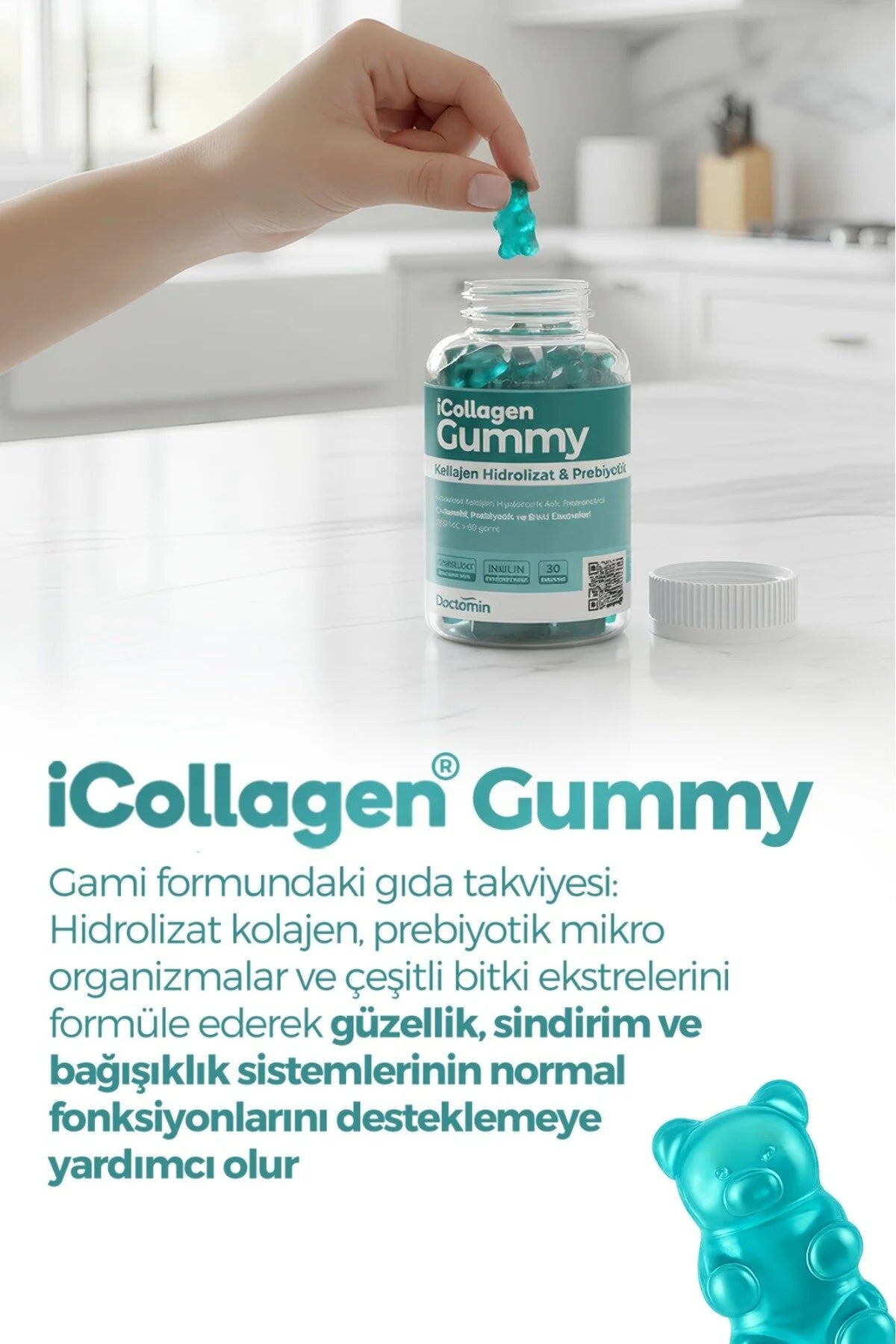 Doctamin iCollagen Gummies – Collageen Hydrolysaat met Vitamine C, Biotine & Q10 – 60 Gummies