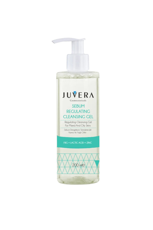 JUVERA Anti-mee-eter Wasgel voor gemengde - vette huid en acnegevoelige huid - Talgregulerende Gezichtsreinigingsgel - 3 Krachtige Ingrediënten in 1 - F8G + Melkzuur + Zink - Dermatologisch getest - 200 ml