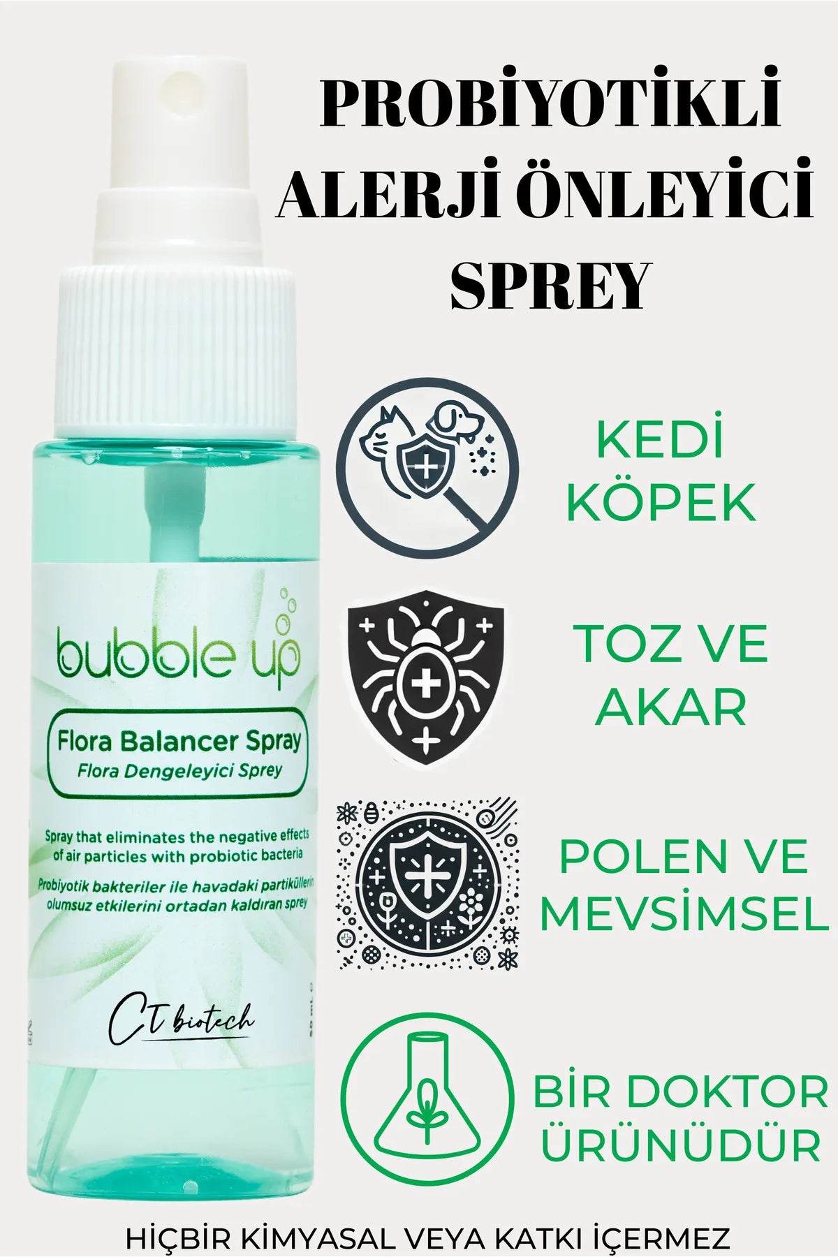 Bubble Up Flora Balancing Spray (NOG STEEDS NIET VAN UW ALLERGIE AF?) - Elimineert negatieve effecten van luchtdeeltjes met Probiotische bacteriën - 50 ml