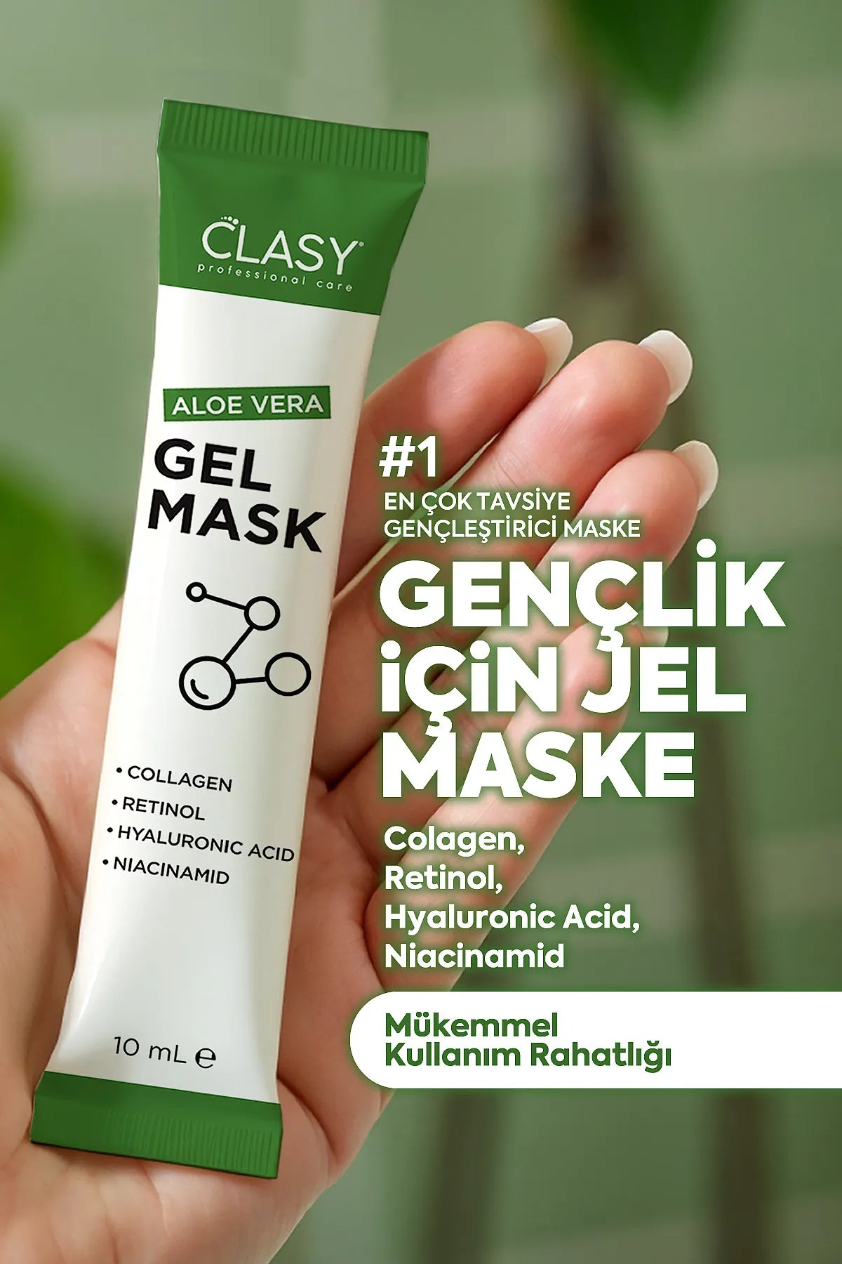 Clasy Care Gel Mask | Met Collageen en Retinol + Niacinamide Super booster formule | 20 Sachet x 10ML | Anti Aging | Maakt Strak en Glanzend| Bekend Tussen Turkse Vrouwen | Anti-Rimpel | Reshaping & Lifting | Skin Texture