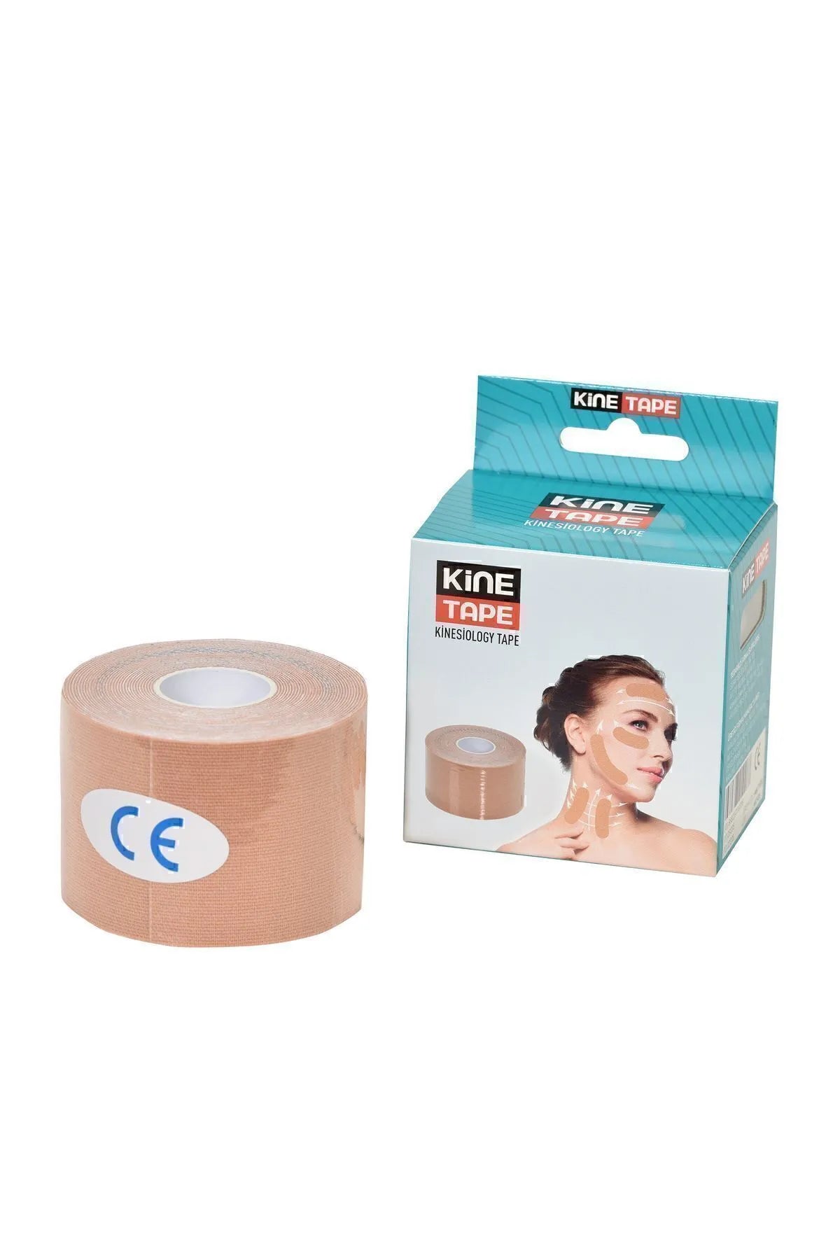 Kine Tape - Kinesiology Tape Rehabilitation Therapy Suplies - Beauty Katoenen KinesioTape voor Gezichtsverzorgingstape - Ontworpen om huidoneffenheden op het gezicht - de hals - de kin en de ogen direct te liften - 5 cm x 5 m / 1 roll