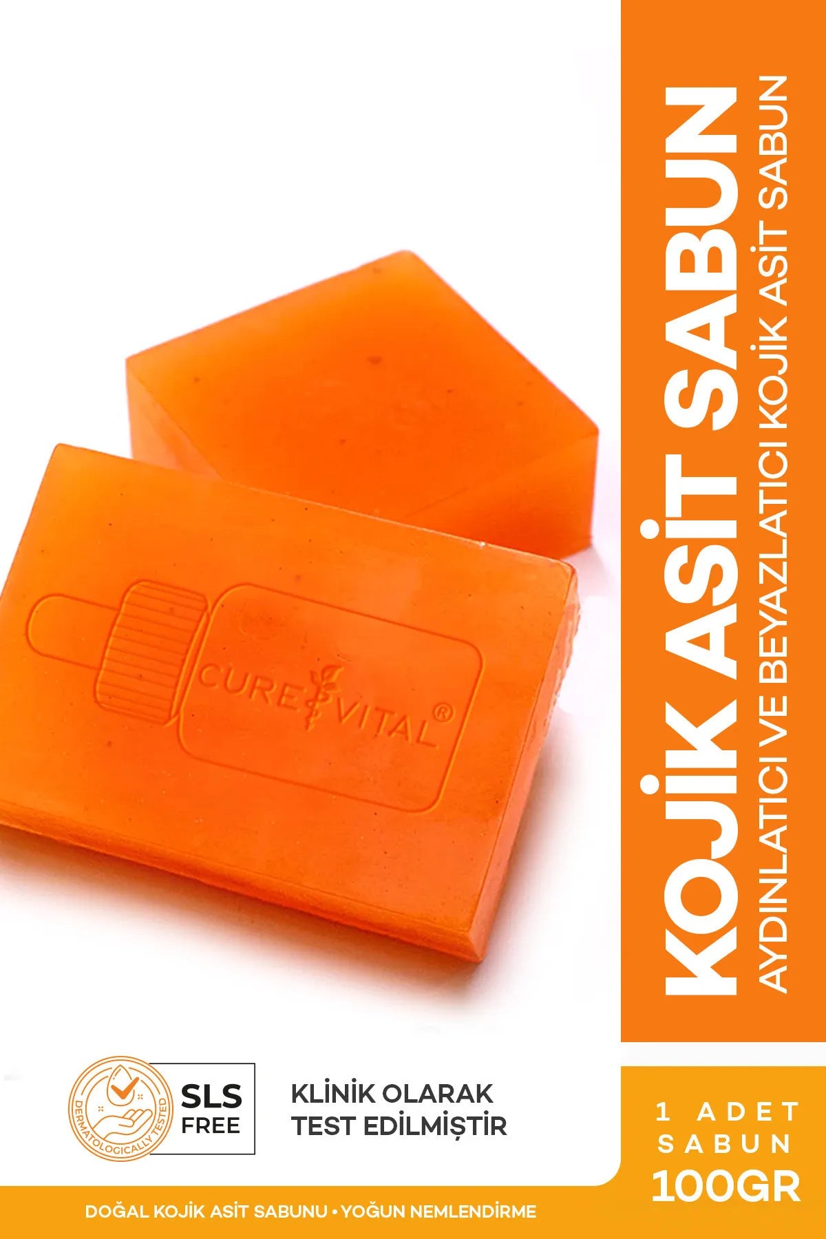 CureVital Kojic Acid Zeep met Kurkuma extract - 4 x meer Effectief - 0,2% Kojiczuur en Ferulazuur - Verhelderend effect voor Anti-Vlek en Anti-Rimpel - Klinisch getest - 100 gr