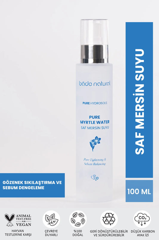 Bade Natural Pure Myrtle Water - Pore Tightening & Sebum Balancing (Saf Mersin Suyu) Poriënverstrakkende Tonic 100% Natuurlijk en Puur - Verzorging tegen Acne en Poriën - 100 ml