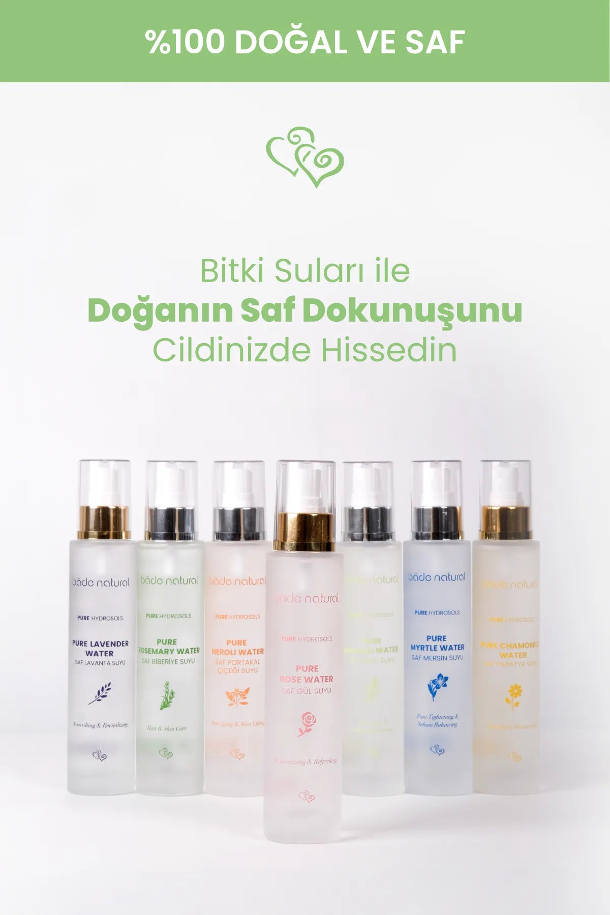 Bade Natural Pure Myrtle Water - Pore Tightening & Sebum Balancing (Saf Mersin Suyu) Poriënverstrakkende Tonic 100% Natuurlijk en Puur - Verzorging tegen Acne en Poriën - 100 ml