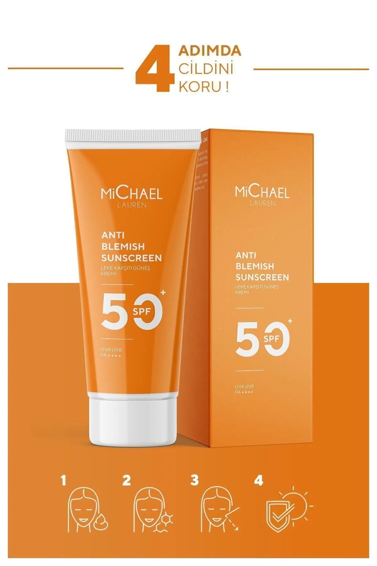 MiChael Lauren Skin Anti Blemish Sunscreen SPF 50+ UVA/UVB PA++++ - Anti-Blemish Moisturizer Verhelderende Zonnebrandcrème - Alpha Arbutine - Vitamine B - Huidvernieuwing - Herstel & Hydratatie - Alle huidtypen - 50 ml