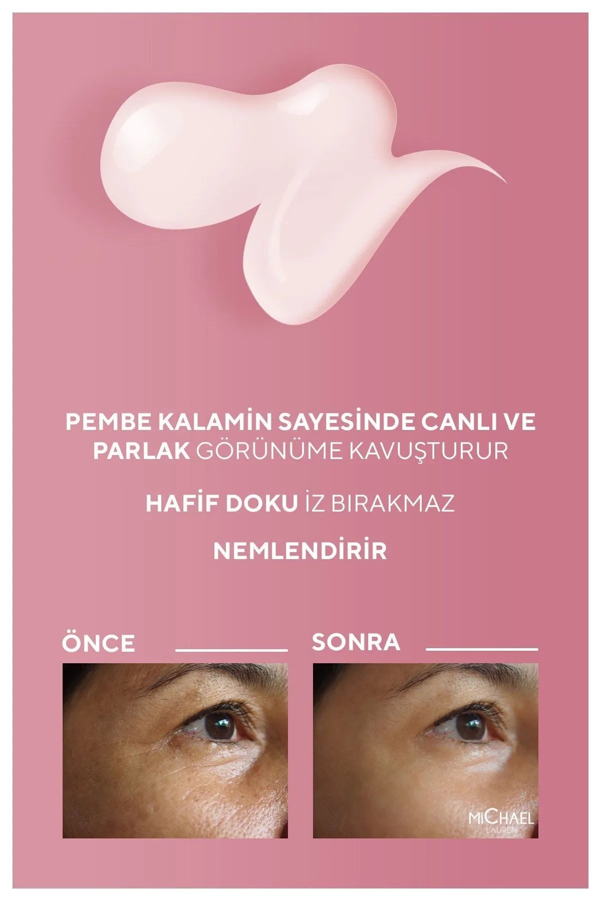 MiChael Lauren Skin Pink Touch Tone Up Sunscreen SPF 50+ Roze Gezichtszonnebrandcrème UVA/UVB PA++++ Lichte textuur - Laat geen vlekken achter - Hydrateert - Ziet er levendig en helder uit - Alle huidtypen - 50 ML