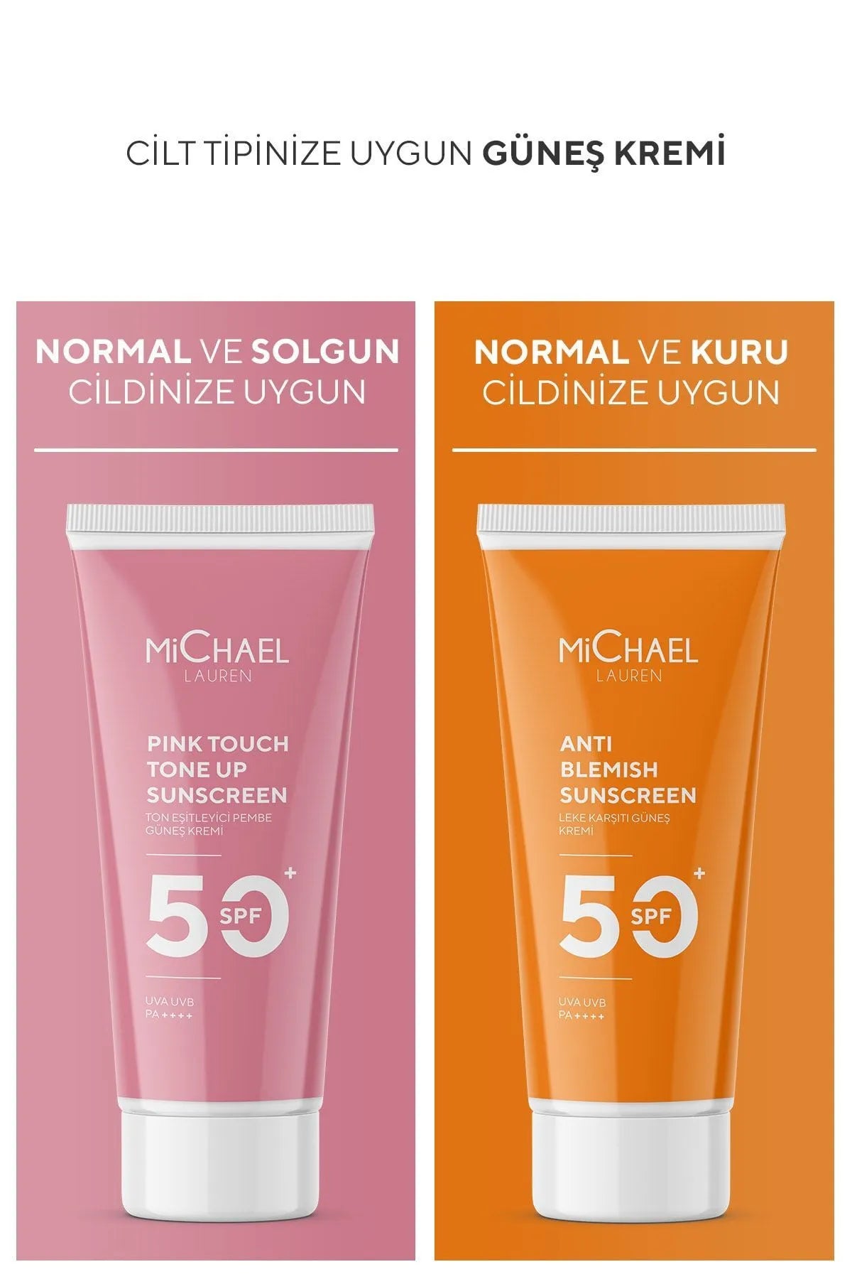 MiChael Lauren Skin Pink Touch Tone Up Sunscreen SPF 50+ Roze Gezichtszonnebrandcrème UVA/UVB PA++++ Lichte textuur - Laat geen vlekken achter - Hydrateert - Ziet er levendig en helder uit - Alle huidtypen - 50 ML