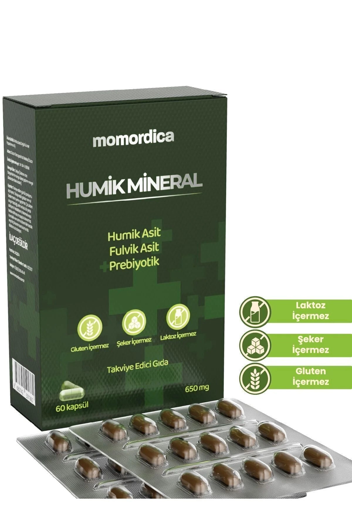 Momordica Humic Mineral Capsules 650 mg – Huminezuur & Fulvinezuur Prebiotic Supplement (60 capsules)