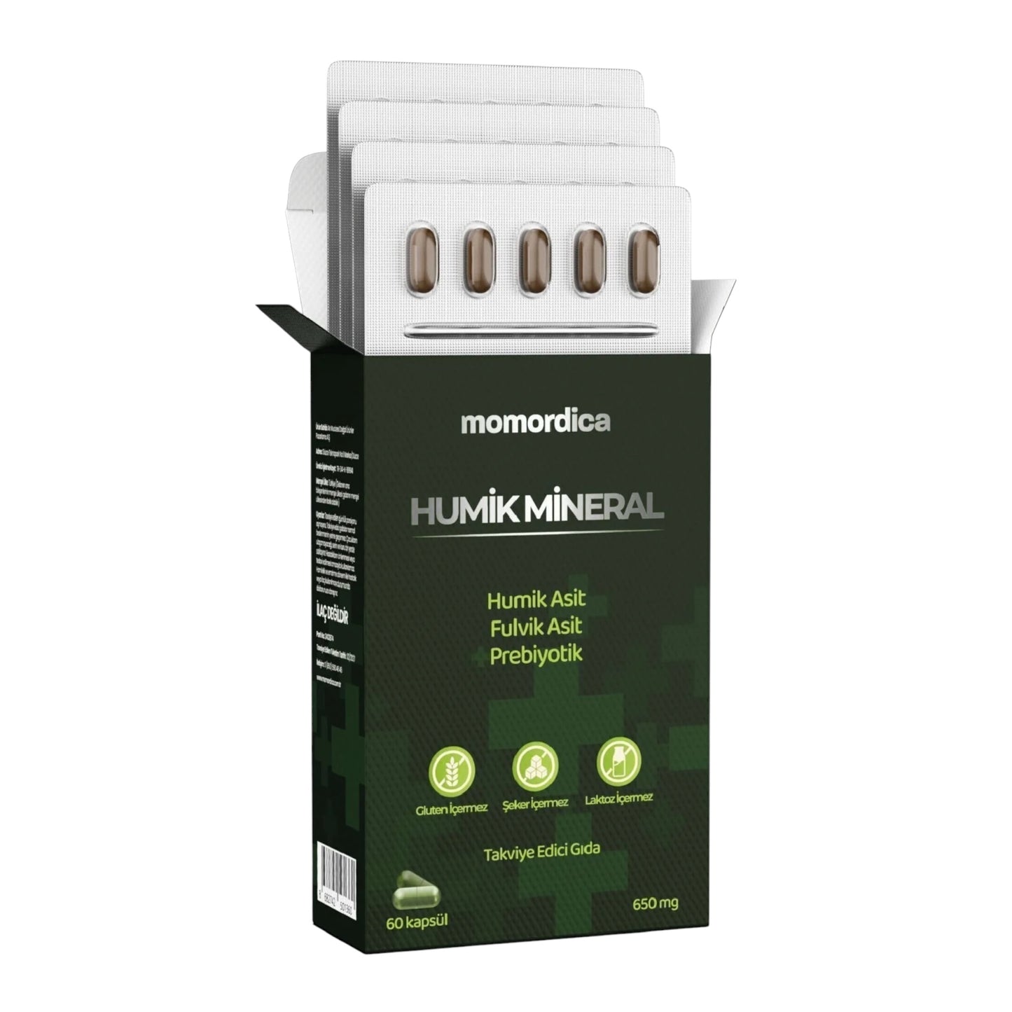 Momordica Humic Mineral Capsules 650 mg – Huminezuur & Fulvinezuur Prebiotic Supplement (60 capsules)