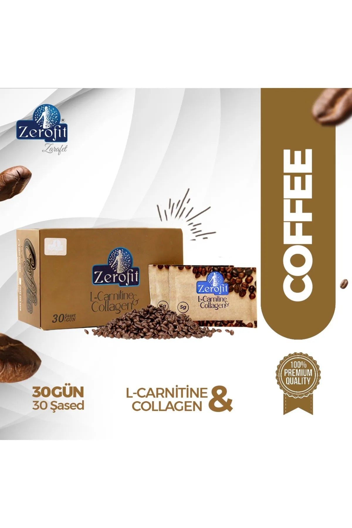 Zerofit L-Carnitine Collageen Koffie 30 stuks
