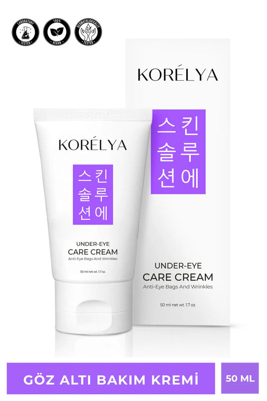 KORELYA Under Eye Care Cream Anti-Eye Bags & Wrinkles - Voedt de huid onder de ogen - Bestrijdt Wallen - Rimpels - Fijne lijntjes - Donkere kringen - Wallen & Blauwe Plekken - Caffeïne - Panthenol - Hyaluronzuur - Vitamine C - Alle huidtypen - 50ml