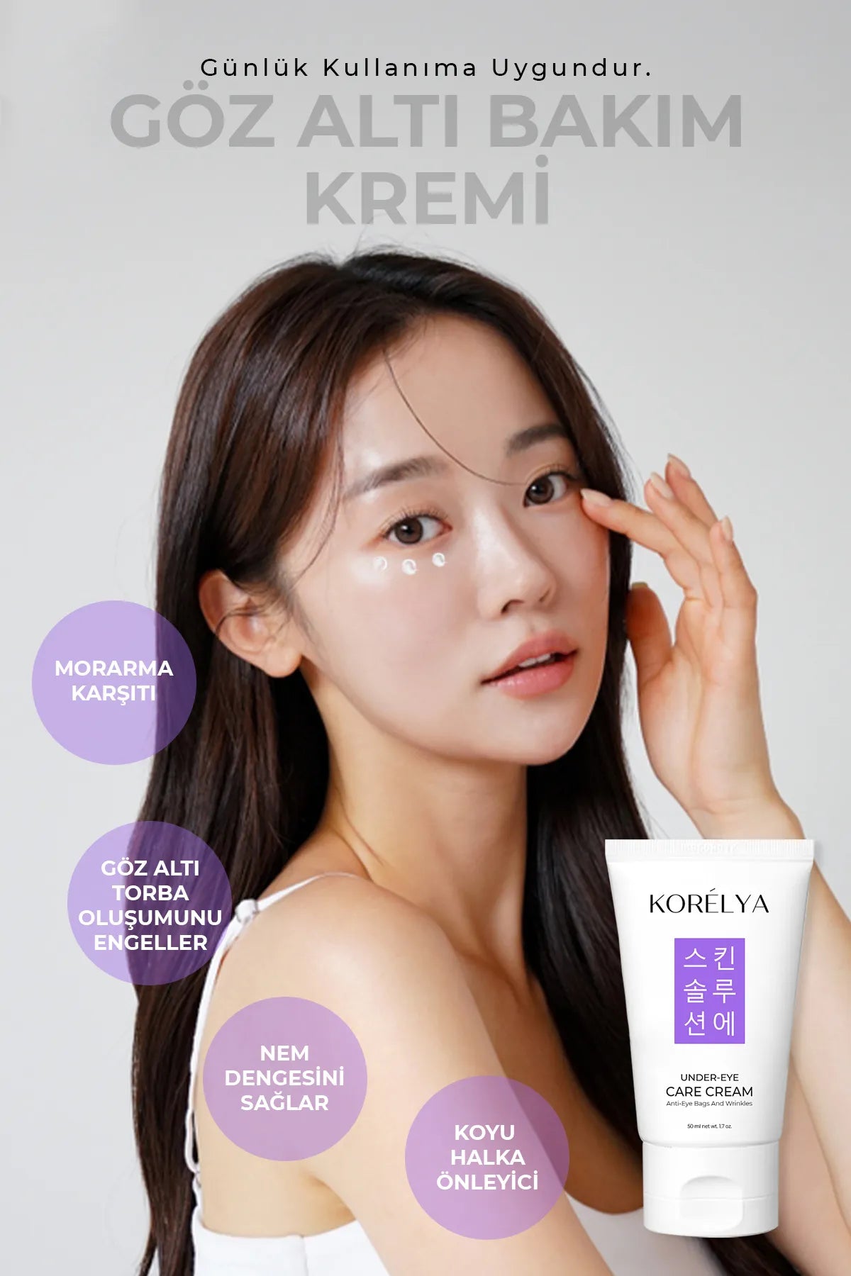 KORELYA Under Eye Care Cream Anti-Eye Bags & Wrinkles - Voedt de huid onder de ogen - Bestrijdt Wallen - Rimpels - Fijne lijntjes - Donkere kringen - Wallen & Blauwe Plekken - Caffeïne - Panthenol - Hyaluronzuur - Vitamine C - Alle huidtypen - 50ml