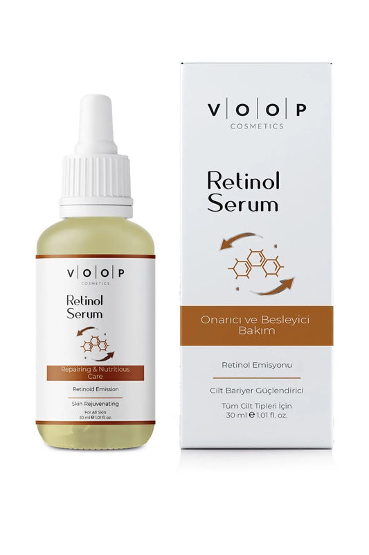 Voop Cosmetics Retinol Serum - Retionoid Emission - Skin Rejuvenating - Anti-rimpel en Anti-verouderingsbarrière Herstellende & Regenererende Huidvernieuwingsserum (1% retinol + ceramiden) - Alle huidpyten - 30 ml