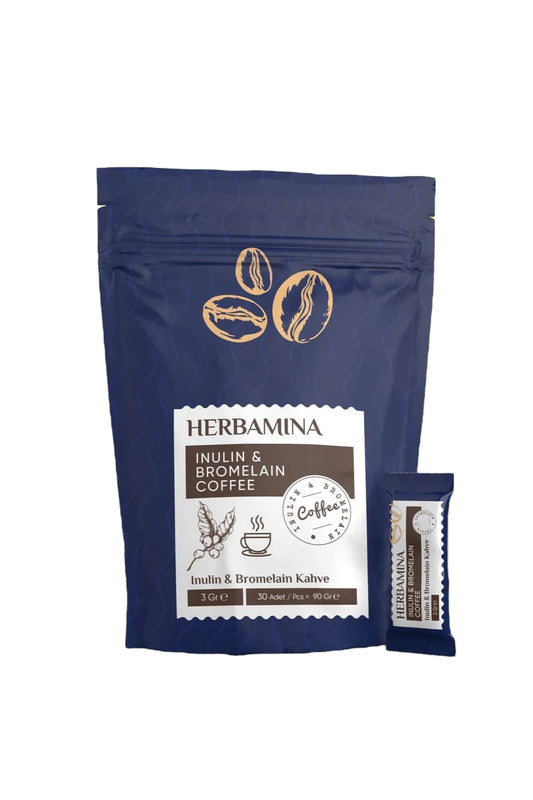 Herbamina Koffie Inuline (Cichoreiwortelvezel) & Bromelaïne Coffee Detox Afvallen 3gr x 30stuks - 90gr