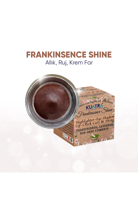 Kuatra Frankinsence Shine 3in1 Hydraterend - Antioxidant - Stralende Blush - Highlighter - Lippenstift - Oogschaduw - Natuurlijke ingrediënten - Voedt - hydrateert - glans -niet-nanopigmenten - 100% pure en natuurlijke Lavendel & Wierookolie - 7 ml