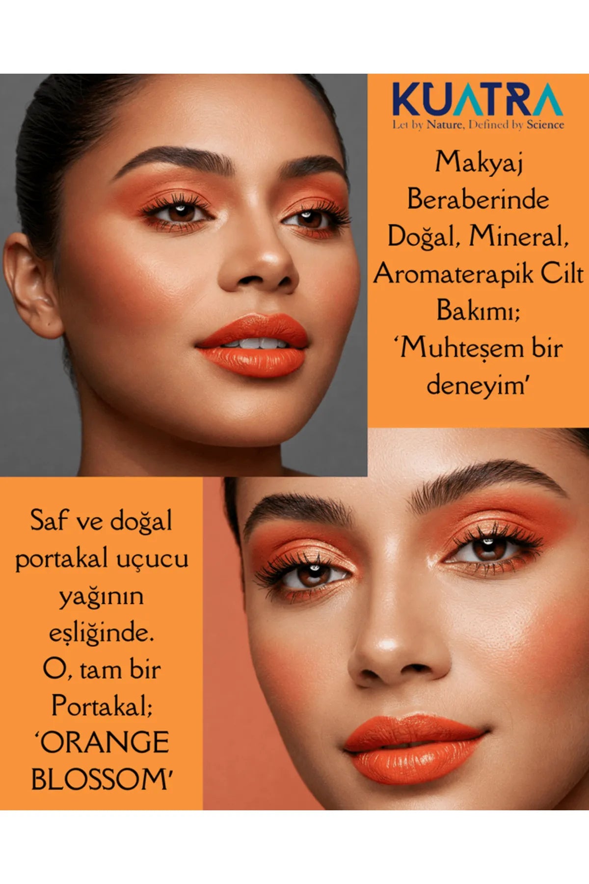 Kuatra Orange Blossom 3in1 Tint - Lip - Cheek - Eye 'Tint' Multifunctionele Blush - Sinaasappelbloesem - Lippenstift en oogschaduw met natuurlijke ingrediënten (zeer waardevolle - voedende huidverzorging in combinatie met make-up) 7 ml