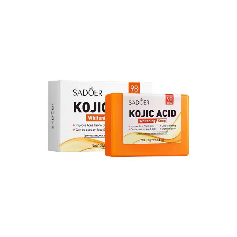 SADOER Kojic Acid Zeep - Whitening Soap - Verbetert Acnegevoelige huid - Gezicht & Lichaam - Diepe reiniging - Verheldert & Hydrateert huid - 100 gr
