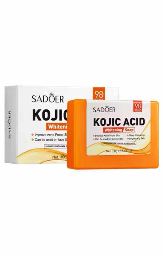 SADOER Kojic Acid Zeep - Whitening Soap - Verbetert Acnegevoelige huid - Gezicht & Lichaam - Diepe reiniging - Verheldert & Hydrateert huid - 100 gr