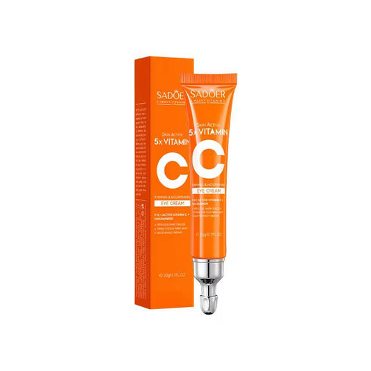 SADOER Skin Active 5x Vitamin C Eye Cream - 5 in 1 Active Vitamine C + Niacinamide - Verstevigend & Voedend Oogcreme - Vermindert donkere kringen - Verstevigt de oogcontext - Multi-effect herstel - Alle huidtypen - 20 gr
