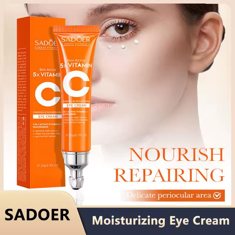 SADOER Skin Active 5x Vitamin C Eye Cream - 5 in 1 Active Vitamine C + Niacinamide - Verstevigend & Voedend Oogcreme - Vermindert donkere kringen - Verstevigt de oogcontext - Multi-effect herstel - Alle huidtypen - 20 gr