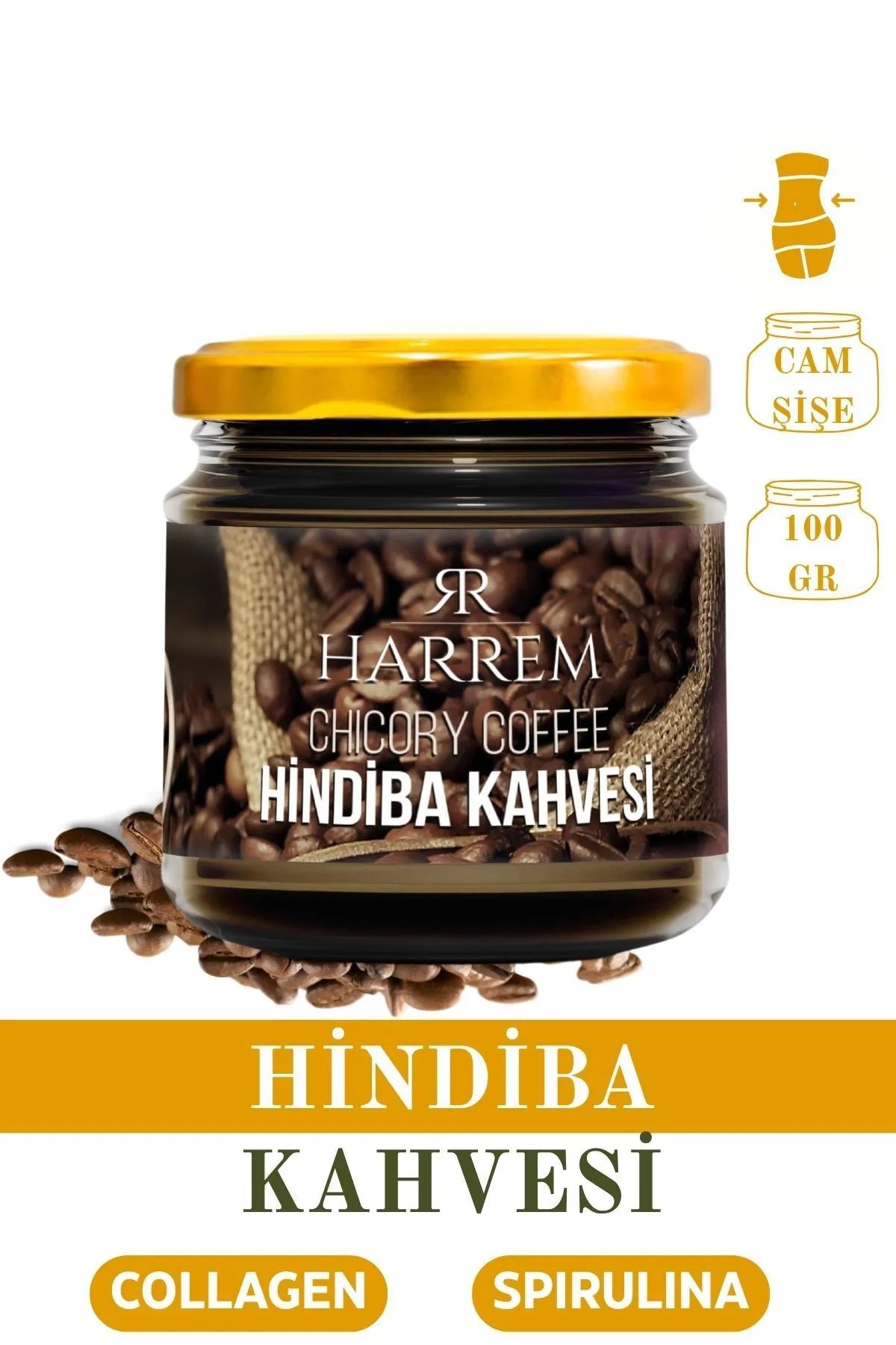 Harrem Hindiba (Chicory) Koffie - Detox Koffie met Collageen en Spirulina voor 20-25 dagen gebruik - 100gr