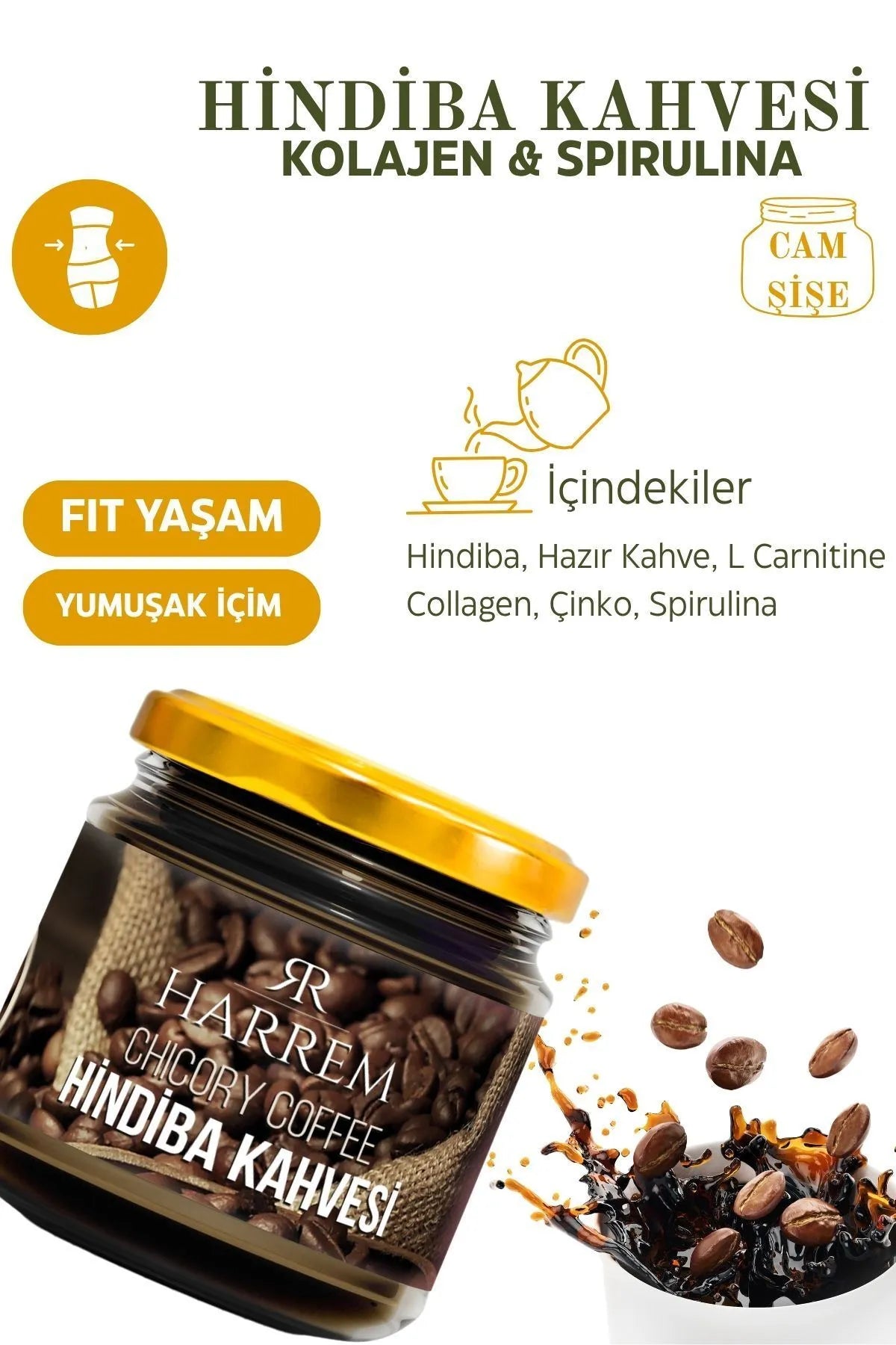 Harrem Hindiba (Chicory) Koffie - Detox Koffie met Collageen en Spirulina voor 20-25 dagen gebruik - 100gr