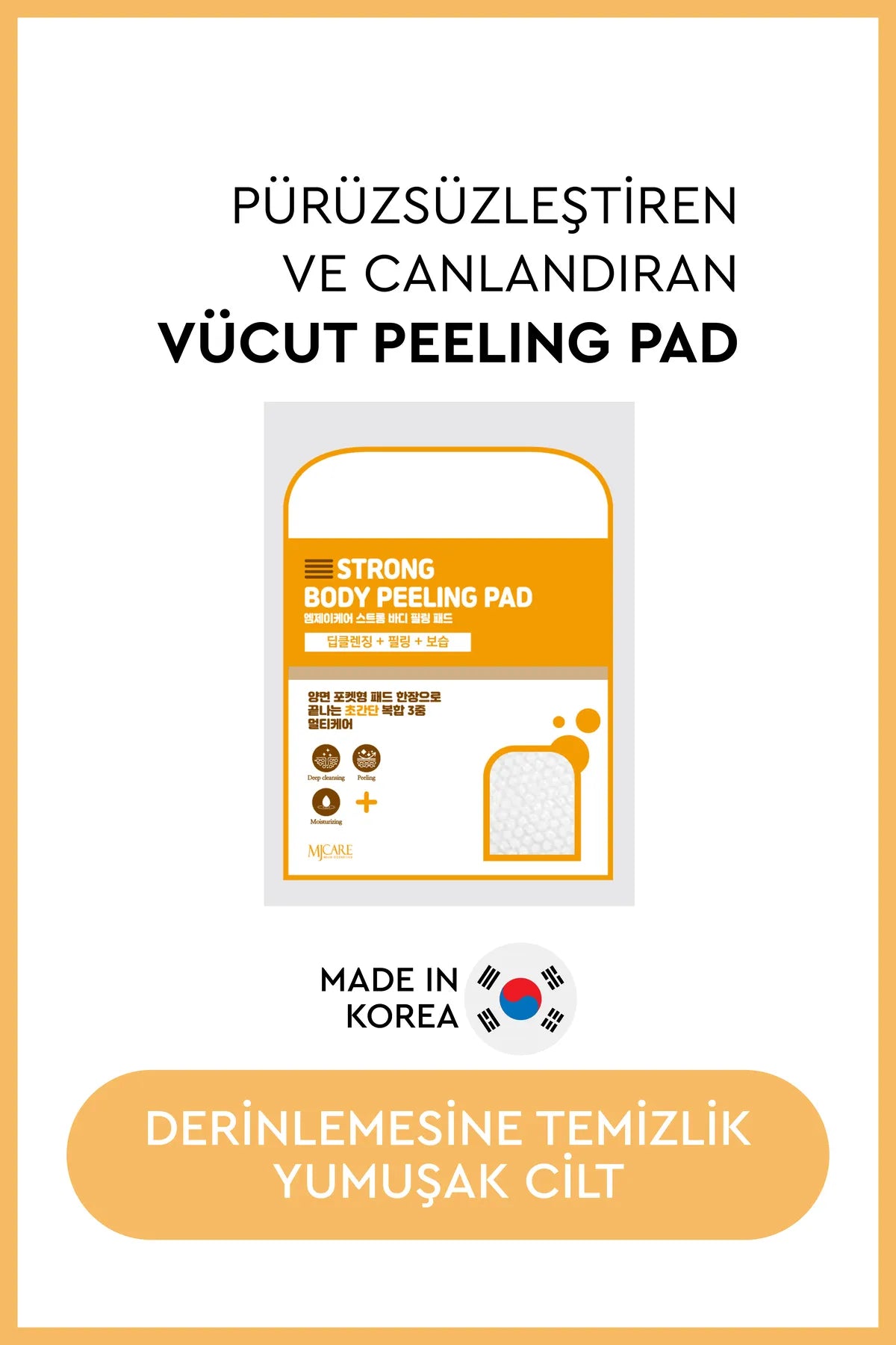 Mjcare Strong Body Peeling Pad - Sterke Lichaamspeeling Pad 3 stuks - Diepe reiniging (Deep cleansing) + Peeling + Hydratatie (Moisturizing) - Multifunctionele huidverzorging met dubbelzijdig - zakvormig - wegwerppad - Alle huidtypen