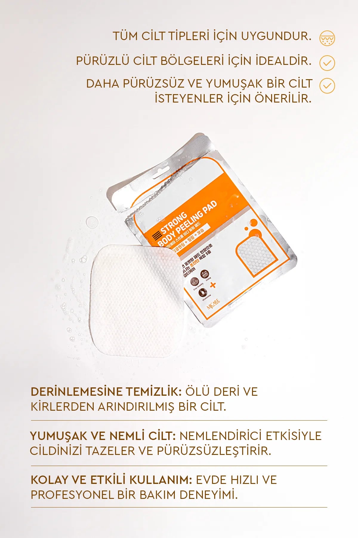 Mjcare Strong Body Peeling Pad - Sterke Lichaamspeeling Pad 3 stuks - Diepe reiniging (Deep cleansing) + Peeling + Hydratatie (Moisturizing) - Multifunctionele huidverzorging met dubbelzijdig - zakvormig - wegwerppad - Alle huidtypen