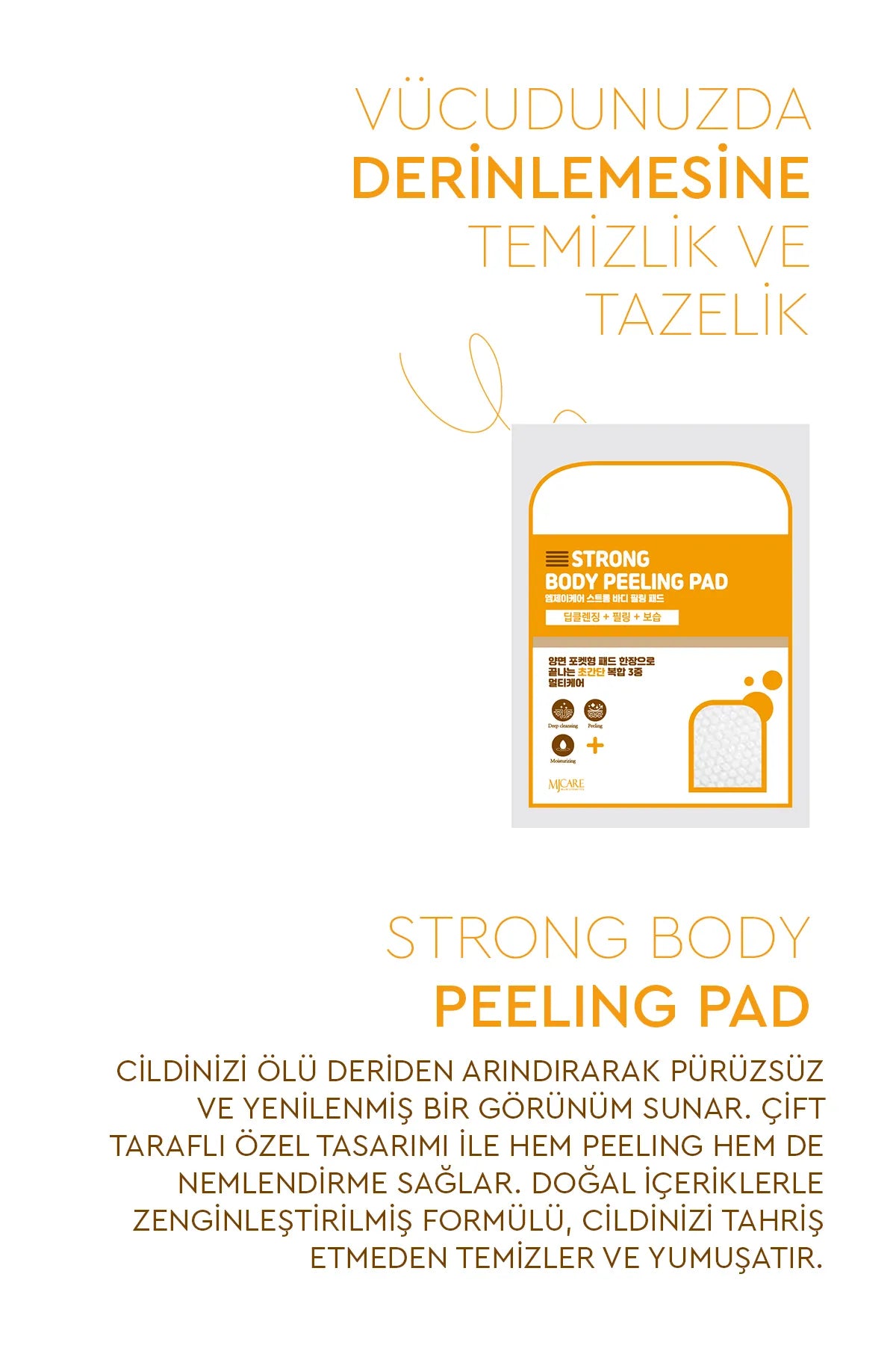 Mjcare Strong Body Peeling Pad - Sterke Lichaamspeeling Pad 3 stuks - Diepe reiniging (Deep cleansing) + Peeling + Hydratatie (Moisturizing) - Multifunctionele huidverzorging met dubbelzijdig - zakvormig - wegwerppad - Alle huidtypen