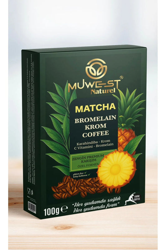 Muwest Natuurlijke Matcha Bromelaïne Chrome Detox Koffie Premium Serie - Paardenbloem (Karahindiba) - Krom - Vitamine C - Bromelaïne - Rijke Premium Mix - Speciale Formule - 100 gr