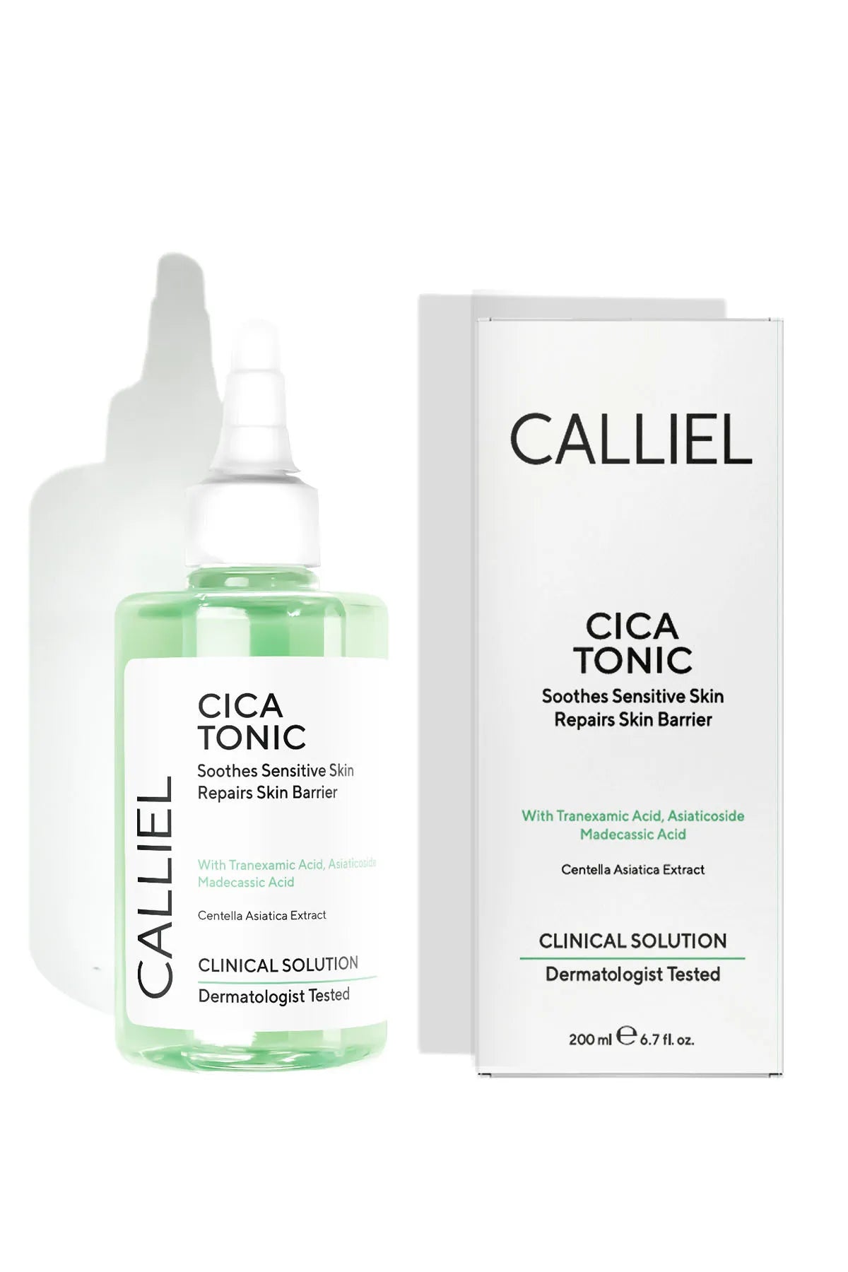 CALLIEL Cica Tonic Soothes Sensitive Skin Repairs Skin Barrier - Verzachtende de gevoelige huid - Herstelt de huidbarrière met Tranexamic Acid - Asiaticoside Madecassis Acid - Centella Asiatica Extract - Dermatologisch getest - 200 ml