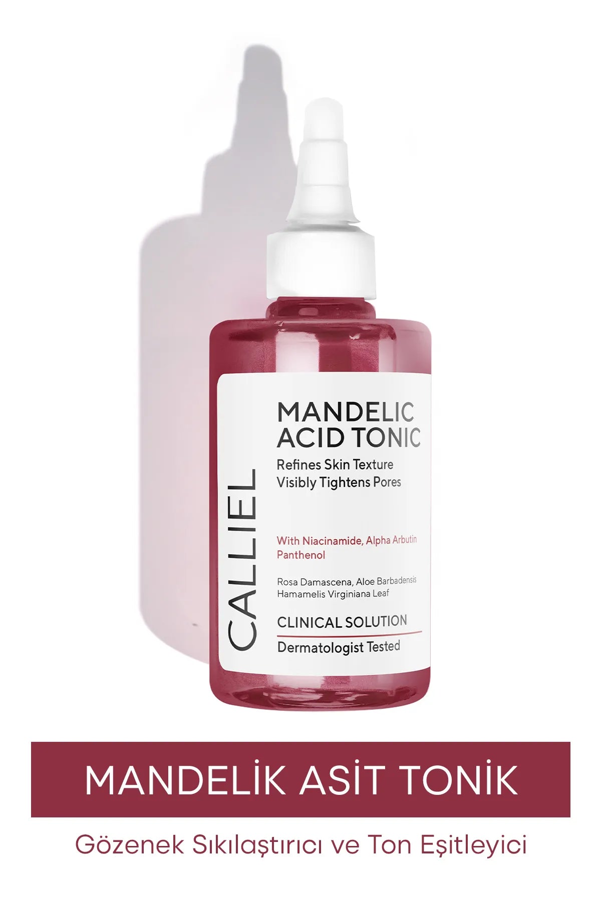 CALLIEL Mandelic Acid Tonic Evens Up The Skin Tone Visibly Tightens Pores - Toon Egaliserende Huidteint - Poriënverstevigende Amandelzuur Tonic - Niacinamide - Panthenol - Glycolic Acid - Hyaluronic Acid - Allantoin - Dermatologisch getest - 200 ml