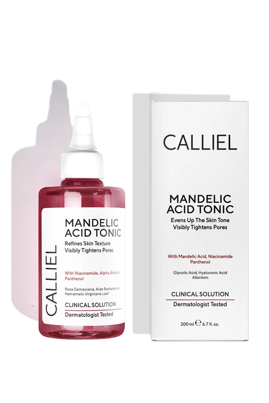 CALLIEL Mandelic Acid Tonic Evens Up The Skin Tone Visibly Tightens Pores - Toon Egaliserende Huidteint - Poriënverstevigende Amandelzuur Tonic - Niacinamide - Panthenol - Glycolic Acid - Hyaluronic Acid - Allantoin - Dermatologisch getest - 200 ml