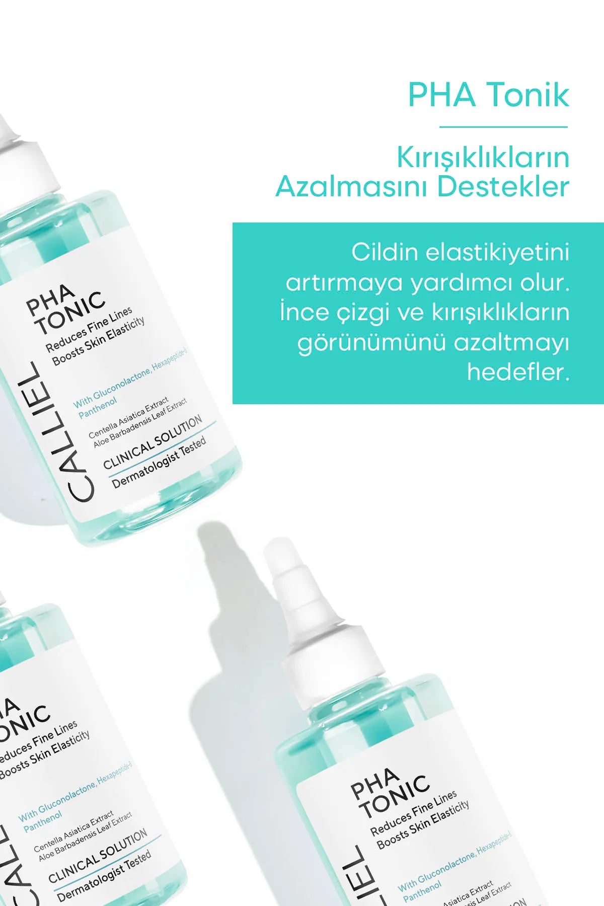 Calliel PHA Tonic Fine Lines Boosts Skin Elasticity - Vermindert Fijne Lijntjes & Rimpels - Verhoogt Huidelasticiteit - Effectieve Anti-Aging Verstevigende & Opvullende PHA-Tonic - Panthenol - Centella Asiatica Extract - Dermatologisch getest 200ml