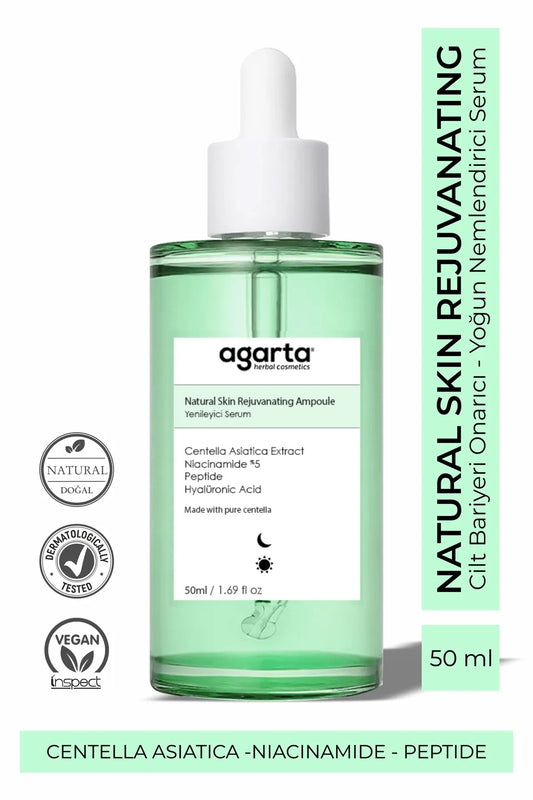 AGARTA Natuurlijke Huid Verjongende Ampul Regenererend Serum - Centella Asiatica-extract Niacinamide 5-Peptide & Hyalironzuur 50 ml Gemaakt met pure centella