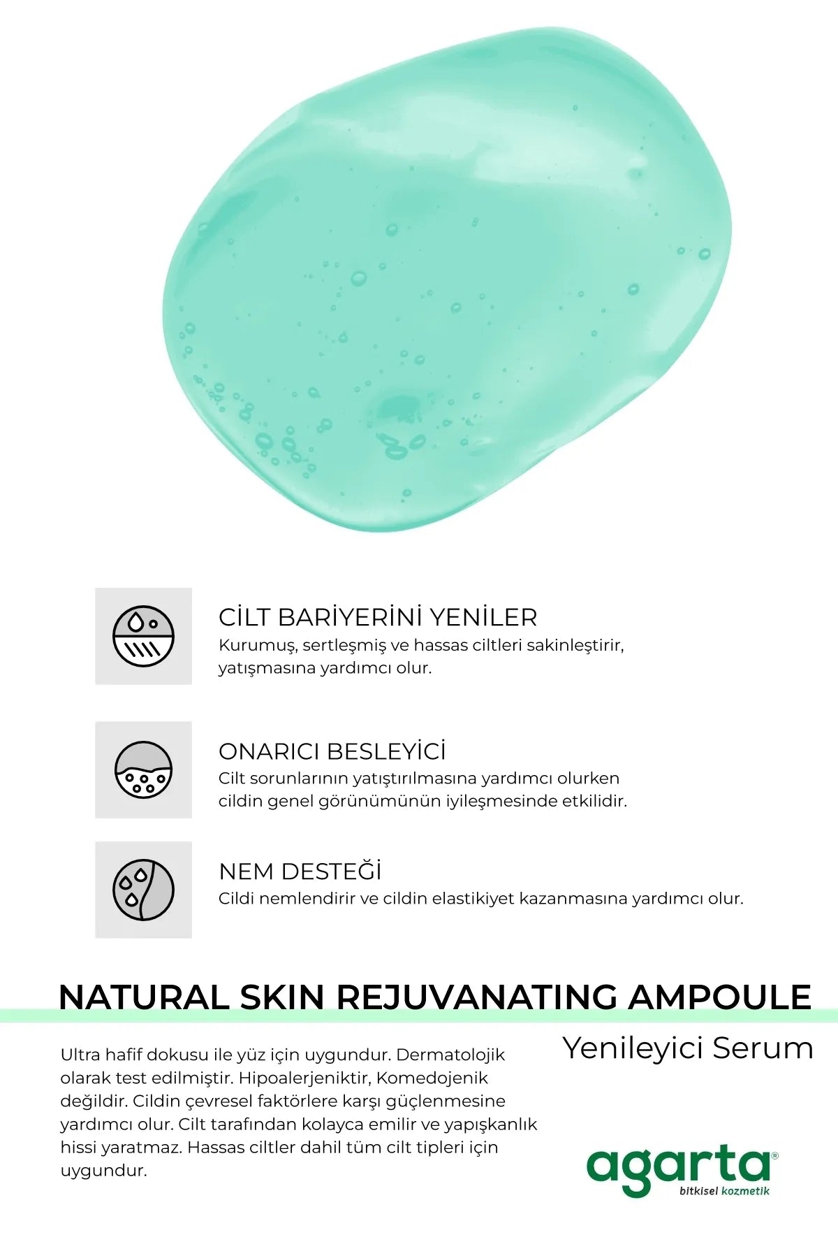 AGARTA Natuurlijke Huid Verjongende Ampul Regenererend Serum - Centella Asiatica-extract Niacinamide 5-Peptide & Hyalironzuur 50 ml Gemaakt met pure centella