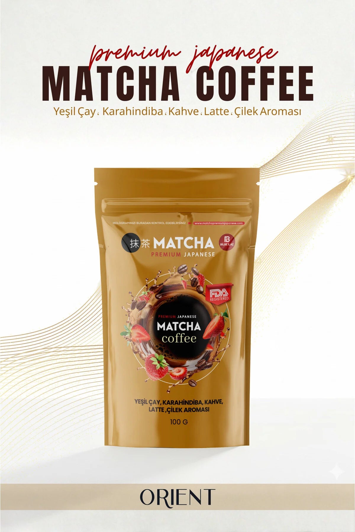 Matcha Premium Japanese  Coffee Strawberry Flavor 100g