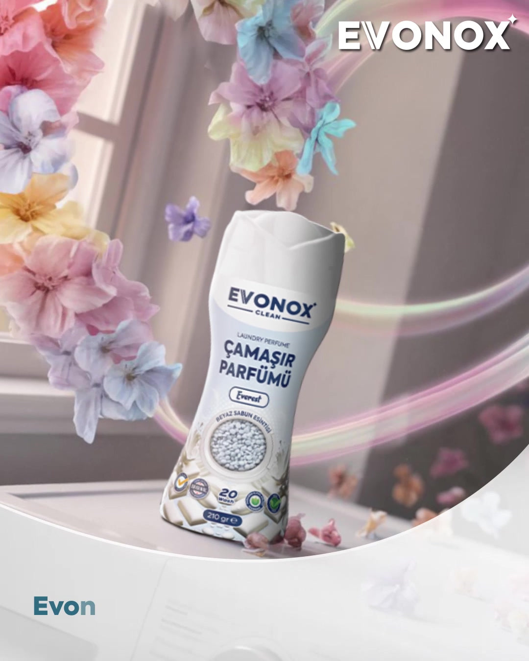 EVONOX Clean Everest Çamaşır Parfümü 210 gr | Beyaz Sabun Kokusu