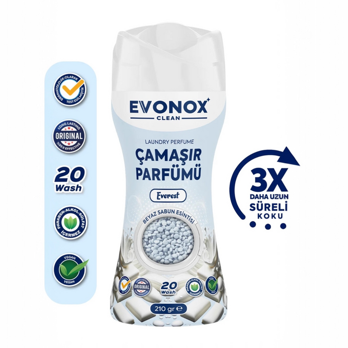 EVONOX Clean Everest Çamaşır Parfümü 210 gr | Beyaz Sabun Kokusu