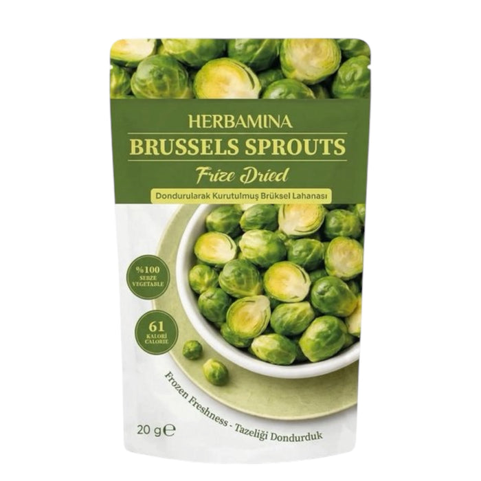 Herbamina Gevriesdroogde Spruitjes Snack 20g – Freeze Dried Brussels Sprouts – 100% Groente – Vegan – Zonder Toegevoegde Suiker
