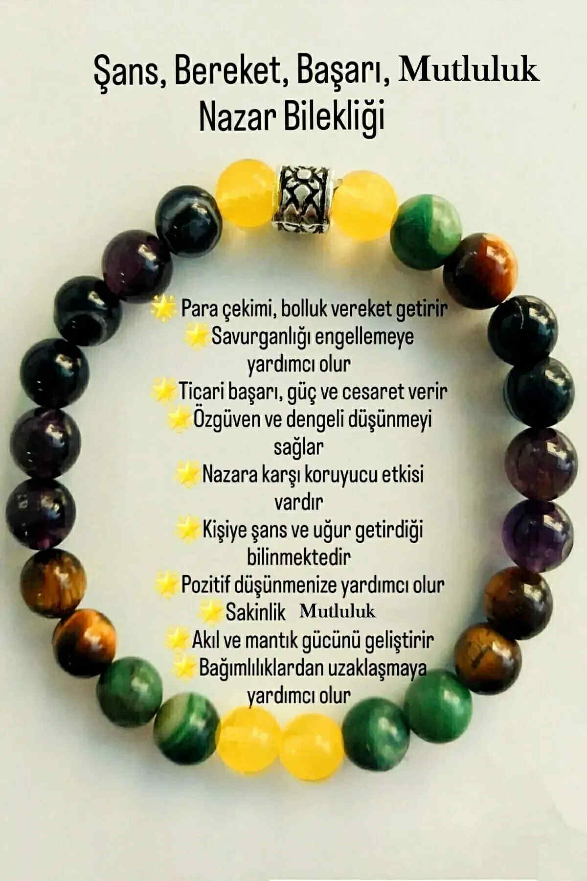 ESK KEHRIBAR Perlavita Armband 1stuk - Boze Oog (NAZAR) Armband Natuursteen Geluk - Succes - Overvloed - Speciale armband ontworpen om Positieve Energie & Balans in leven brengen - Bescherming & kracht - Hoogwaardig & stijlvol design - Gecertificeerd