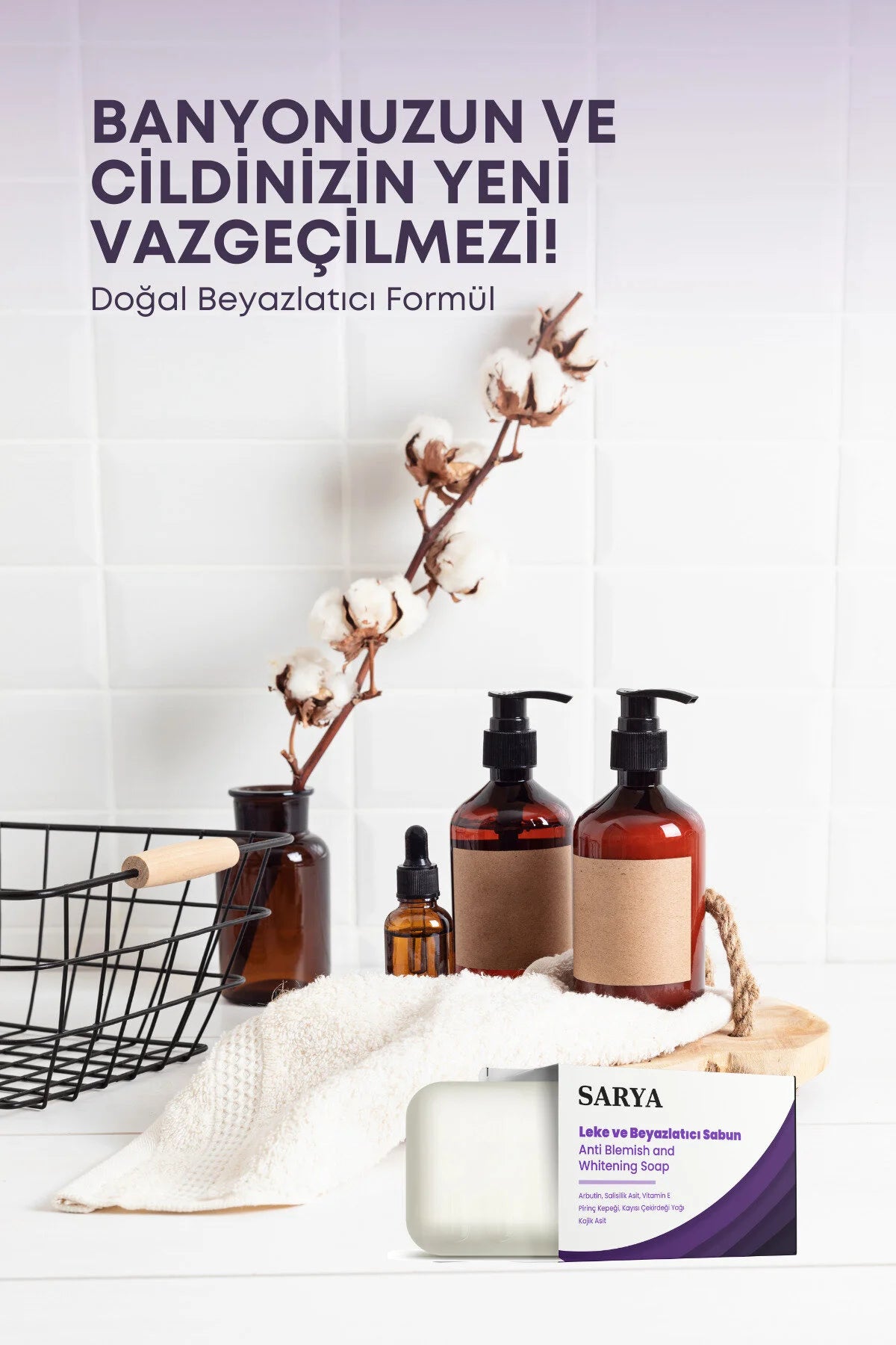 Sarya Anti Blemish - Kojic Acid & Whitening Soap - Anti-Vlekken en bleekzeep - Egaliseert de huidtint - Reinigt poriën - Peeling-effect - Arbutine - Salicylic Acid - Vitamine E - Rice Bran - Apricot Kernel Oil - 100 gr
