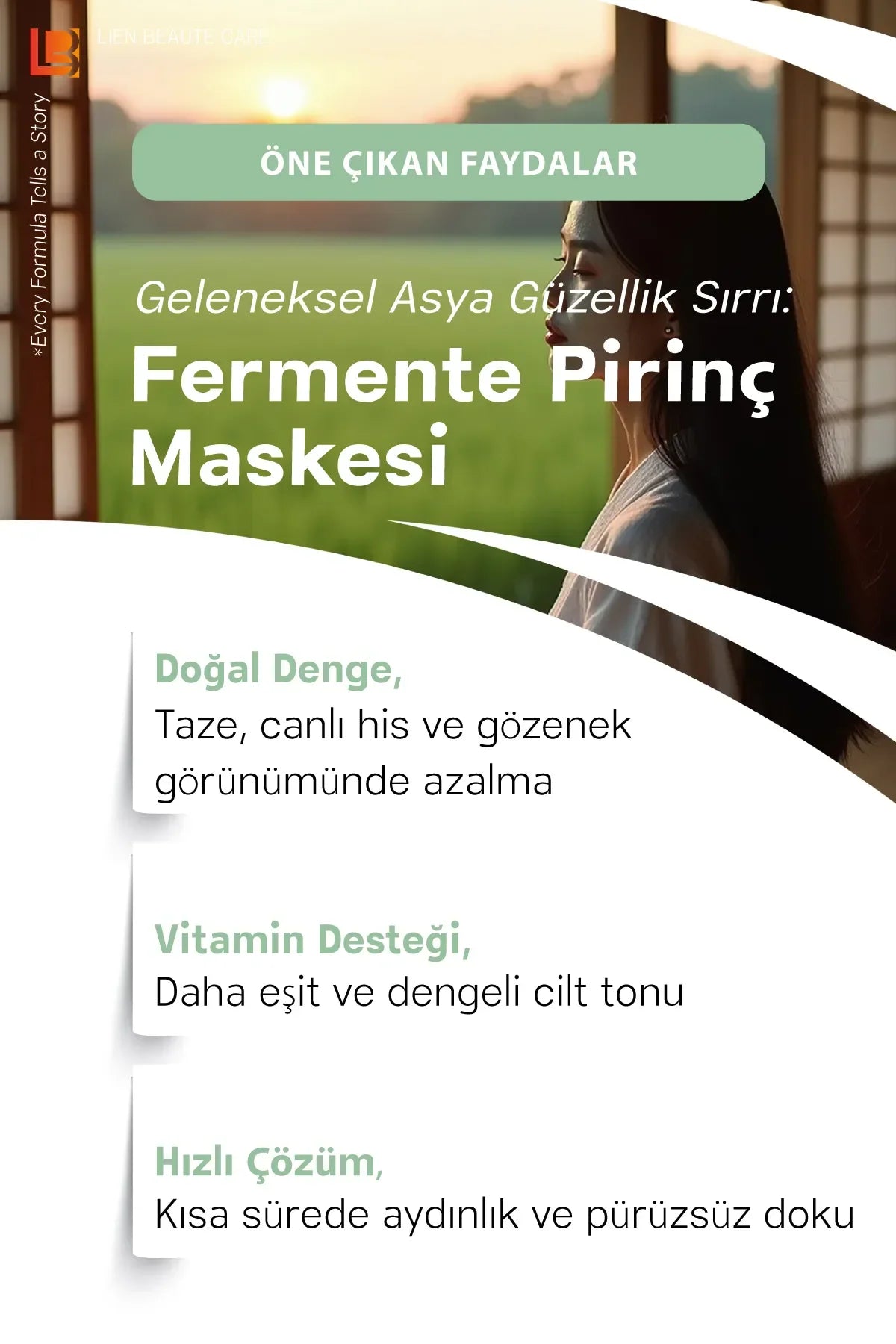 Lien Beaute Lumirice Fermented Rice Extract Mask Nourishing Smoothing Brightening & Anti-Aging Effect - Gefermenteerde Rijst Gezichtsmasker: Gladmakend Verhelderend Egaliserend Anti-veroudering - Vitamine mix & Kruinden Eiwit - Alle huidtypen - 150ml