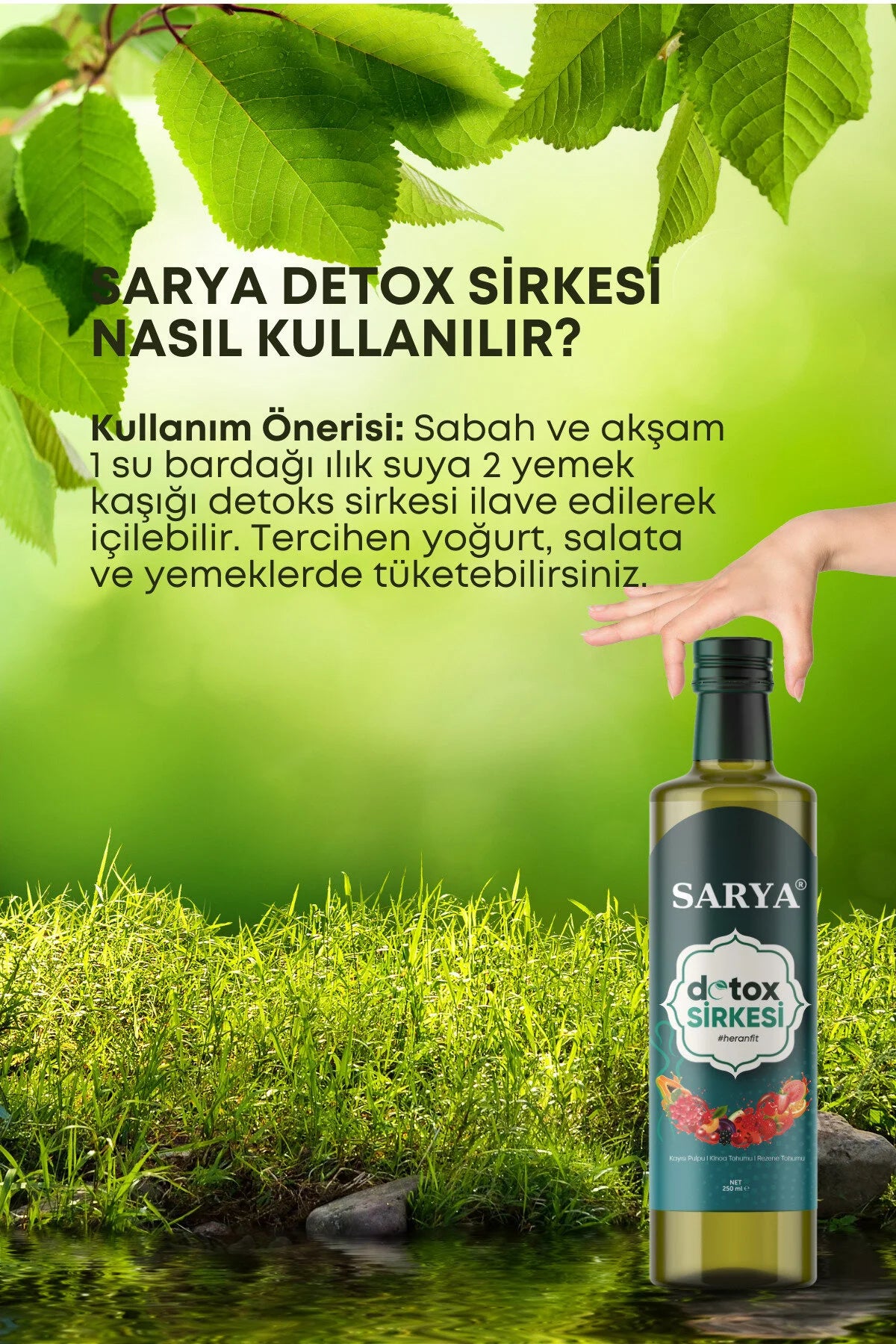 Sarya - Natuurlijke Quinoa Zaad (Kinoa Tohumu) Detox Azijn - Abrikozenpulp - Venkelzaad - Oedeemverlichting 250 ml