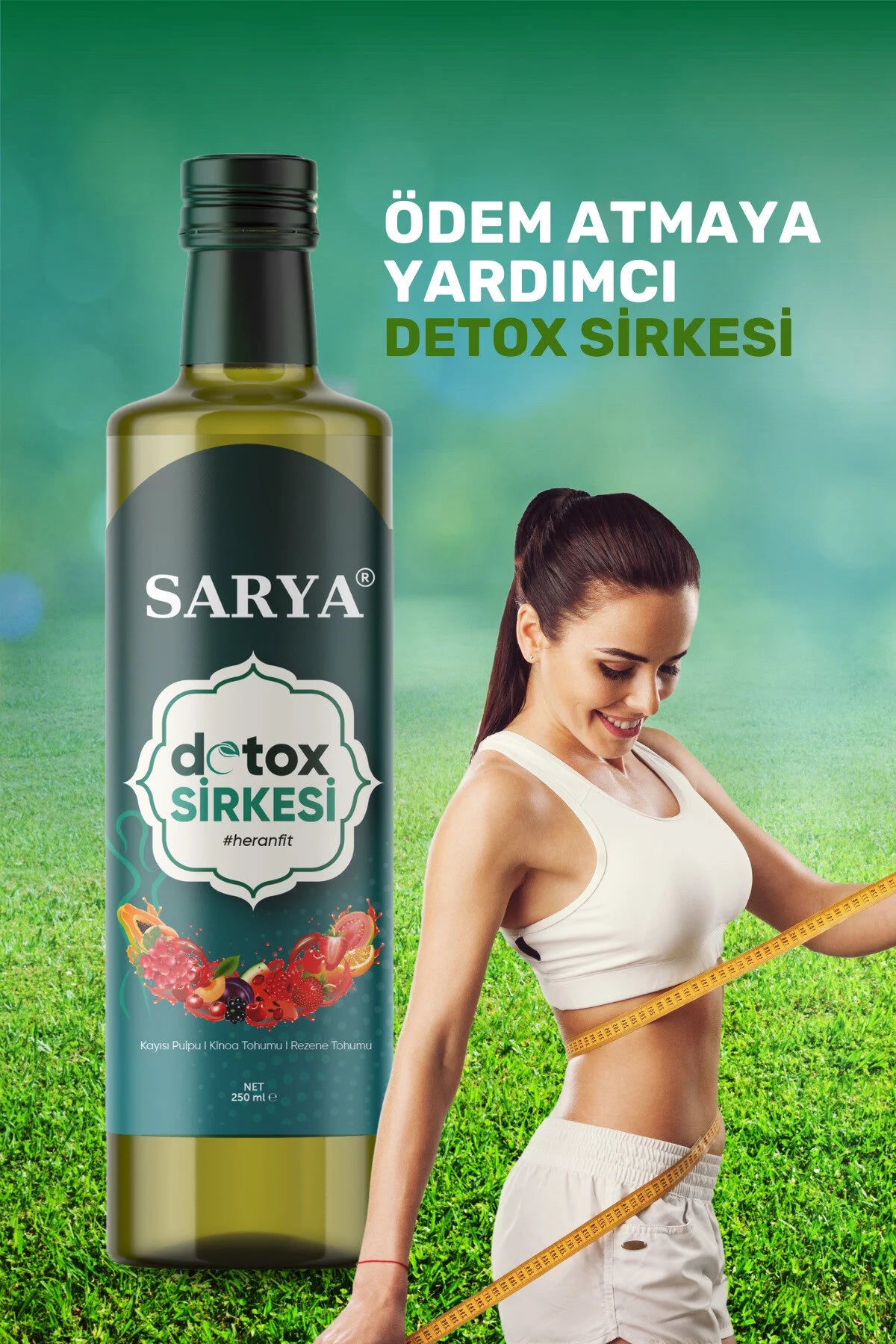 Sarya - Natuurlijke Quinoa Zaad (Kinoa Tohumu) Detox Azijn - Abrikozenpulp - Venkelzaad - Oedeemverlichting 250 ml