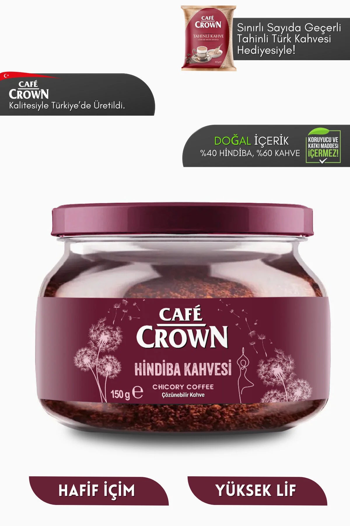 Cafe Crown Koffie Detox Hindiba (Chicory) Coffee 150 gram (60 porties voor 1 maand gebruik)