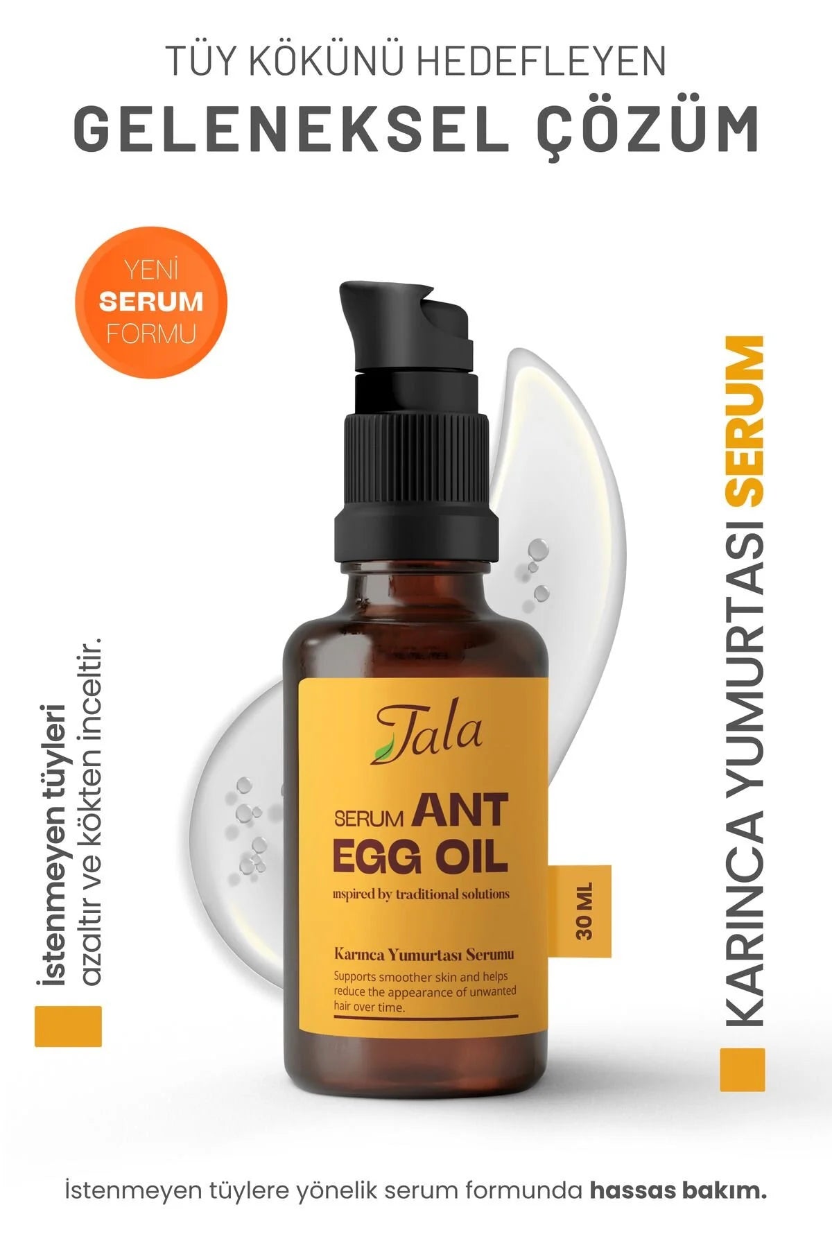 Tala Ant Egg Oil Serum - Gezicht en Lichaam - Speciale formule met Aloe Vera+Sesamolie+Mierenzuur - Verzachtend en hydraterend - Voedt de huid - Verzorging na het epileren - Haarverminderend - Haarverdunning - Zachte verzorging in sermvorm - 30 ml